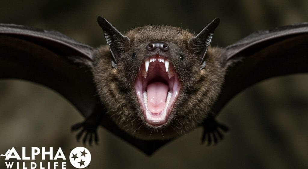 Big Brown Bat with its mouth open in Hillsboro, TN